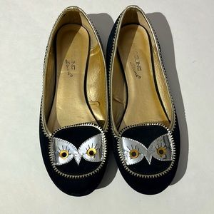 Madeline Stuart Owl black flats sz 8.5 wide shoes unique Anthro